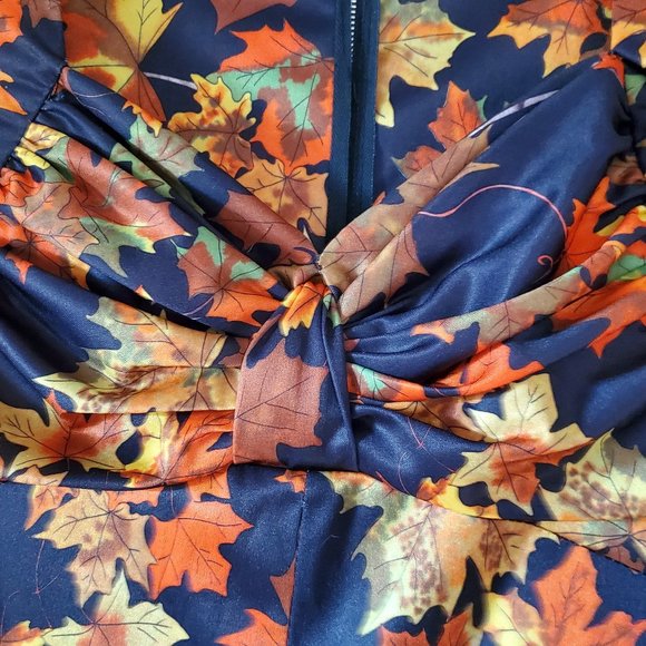 Vintage 70's fall foliage maxi dress - Picture 5 of 6